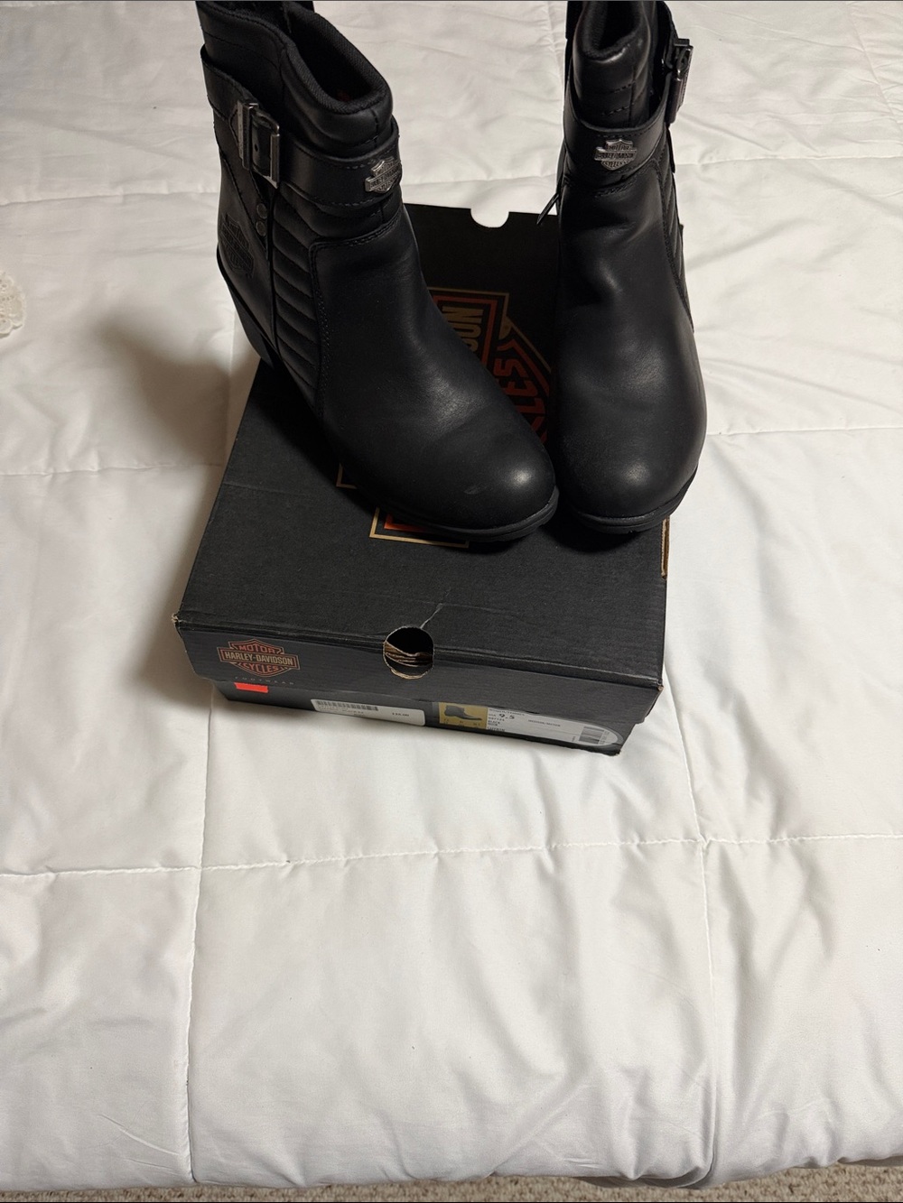 Harley-Davidson Women's Black Leather Buckle Ankle Booties